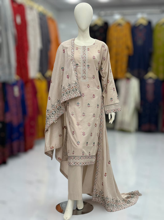 Sequence Embroidered Cream-115 | Stitched | 3 Piece