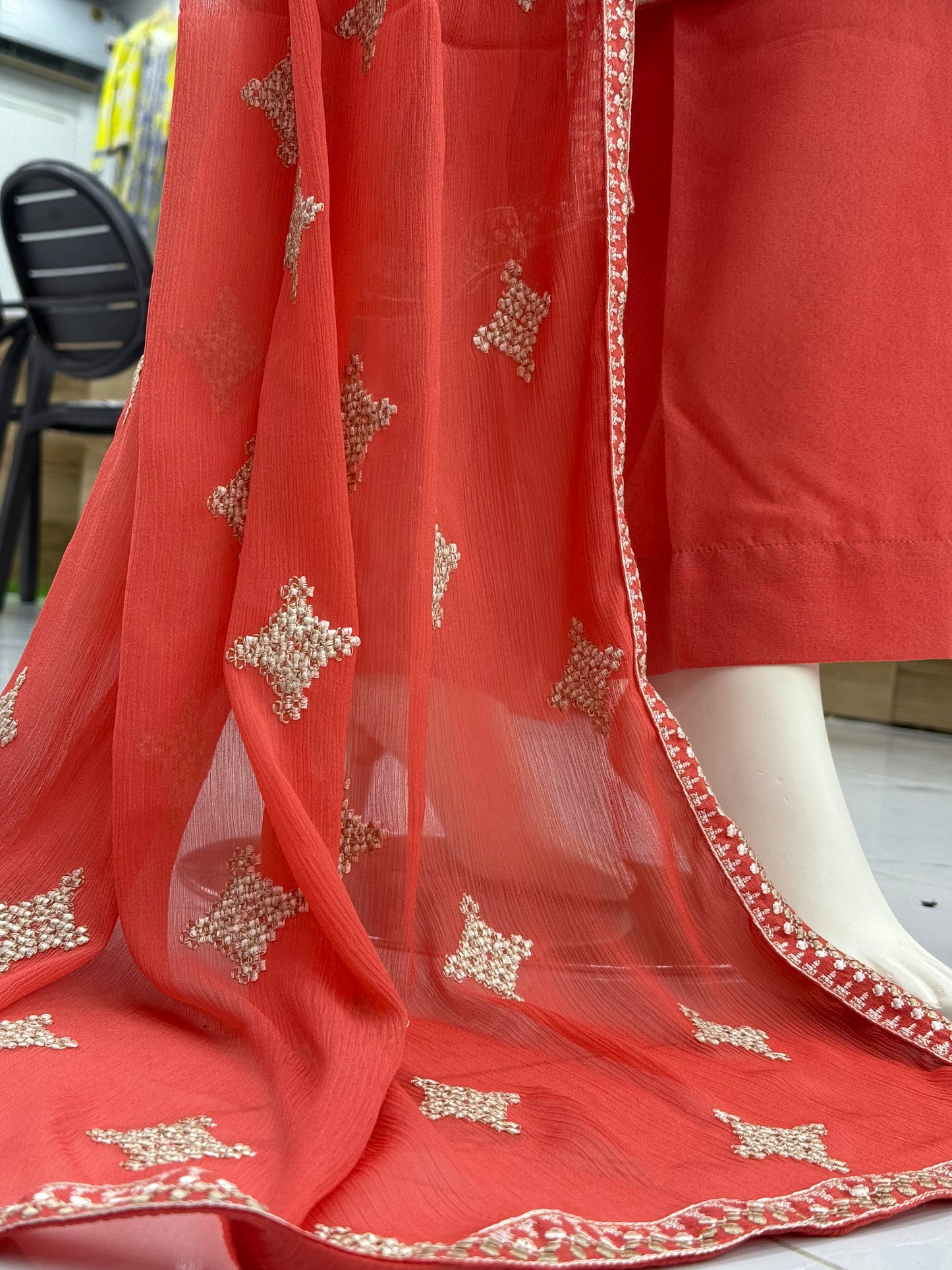 Geomatric Orange 89-A | Stitched | 3 Piece