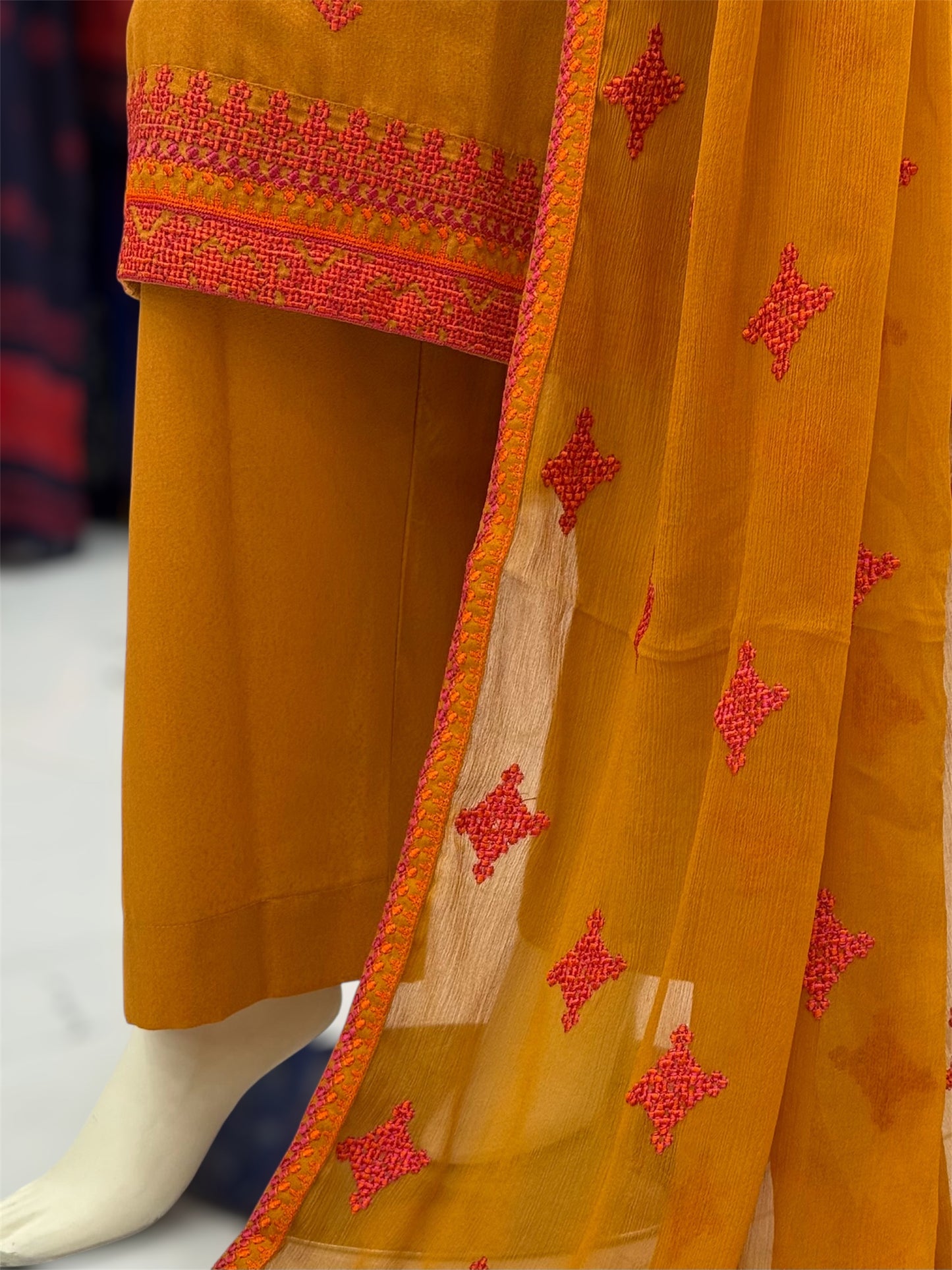 Geomatric Mustard 89-C | Stitched | 3 Piece