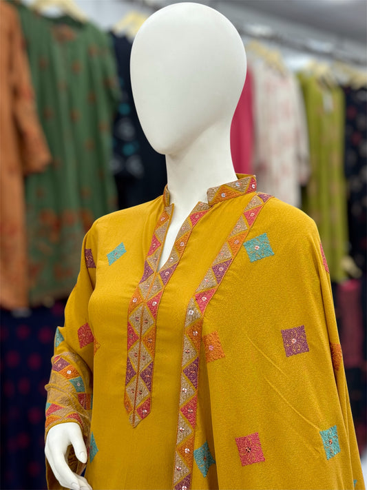 Magical Square Yellow| MS-56B | 3 Piece | Stitched