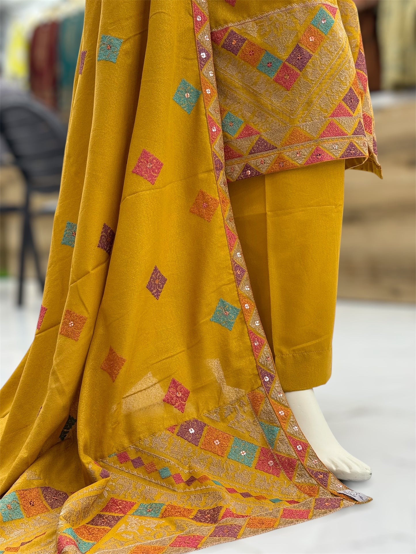 Magical Square Yellow| MS-56B | 3 Piece | Stitched