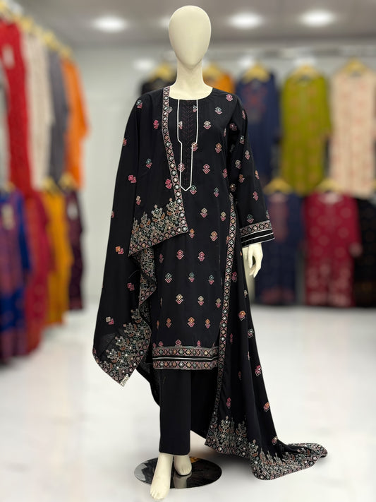 Sequence Embroidered Black-115 | Stitched | 3 Piece
