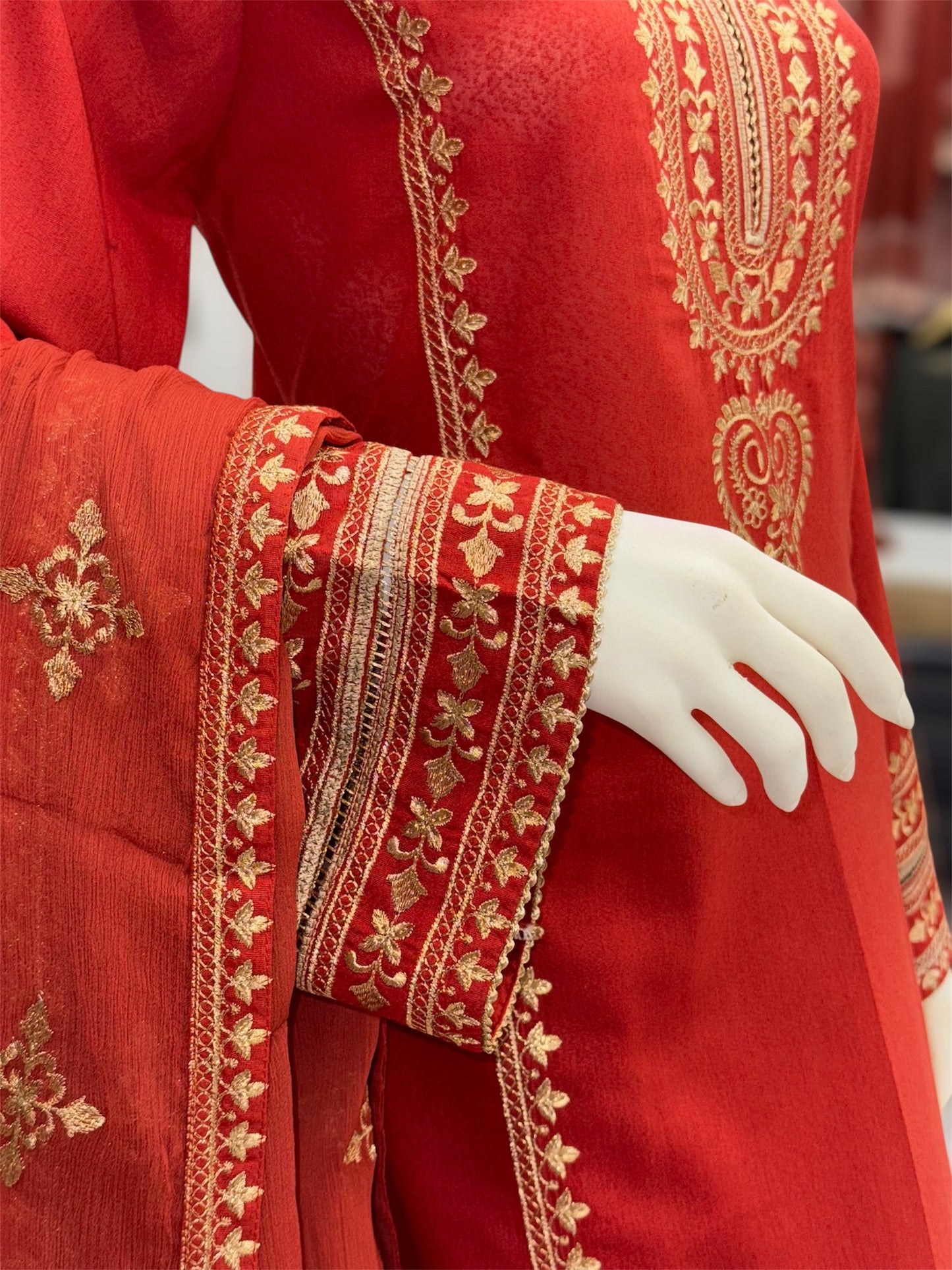 Golden Threads Rust Karandi 89-A | Stitched | 3 Piece