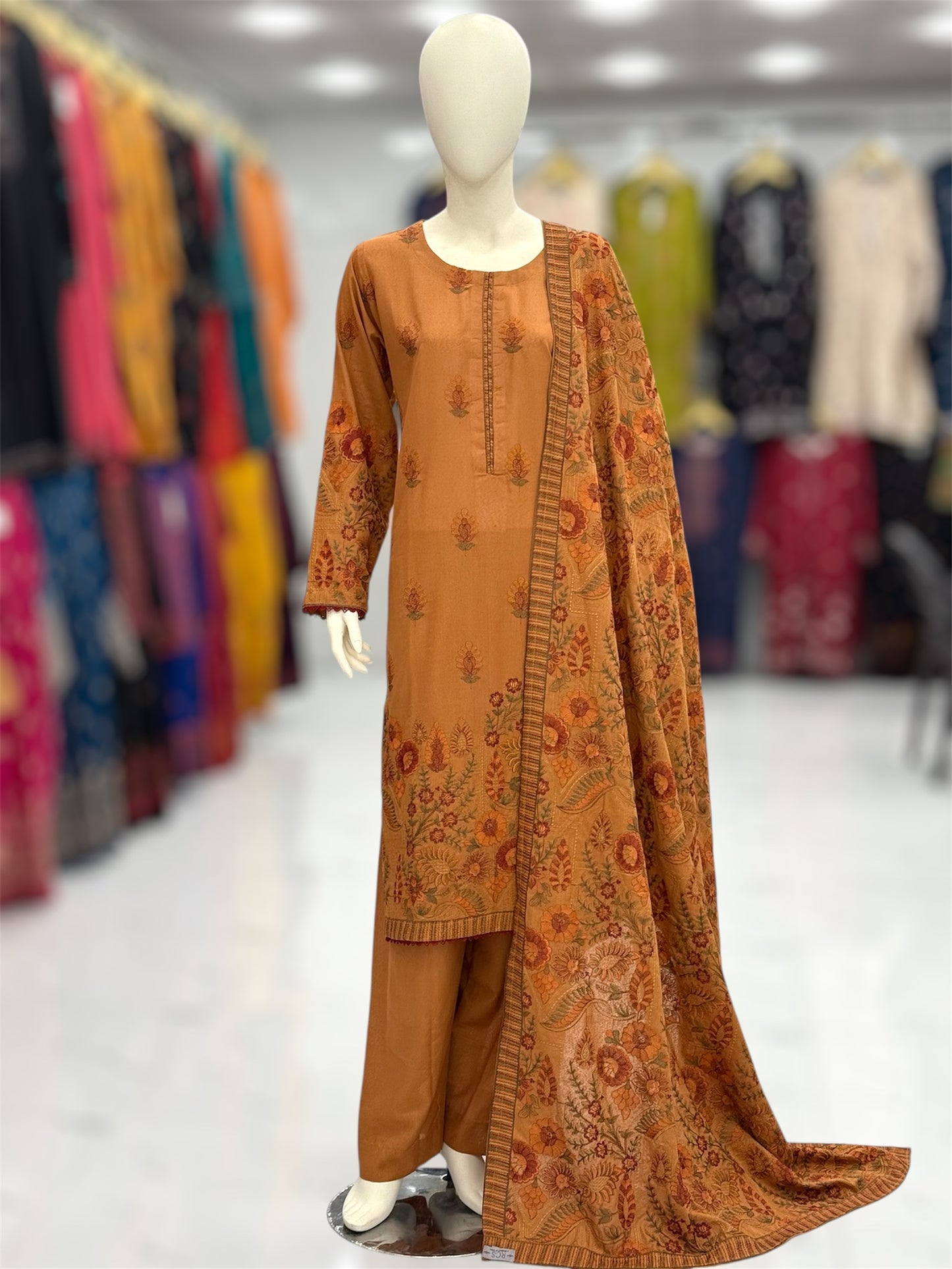 Embroidered Beige | HE-25A | 3 Piece | Stitched