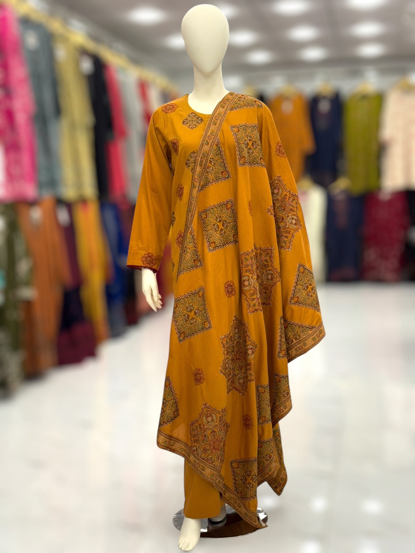 Embroidered Mustard RC-502-A | 3 Piece | Stitched