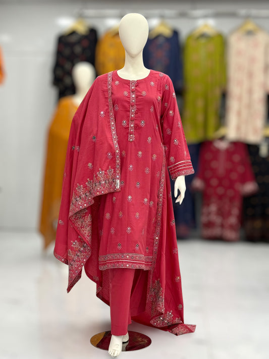 Sequence Embroidered Pink-115 | Stitched | 3 Piece