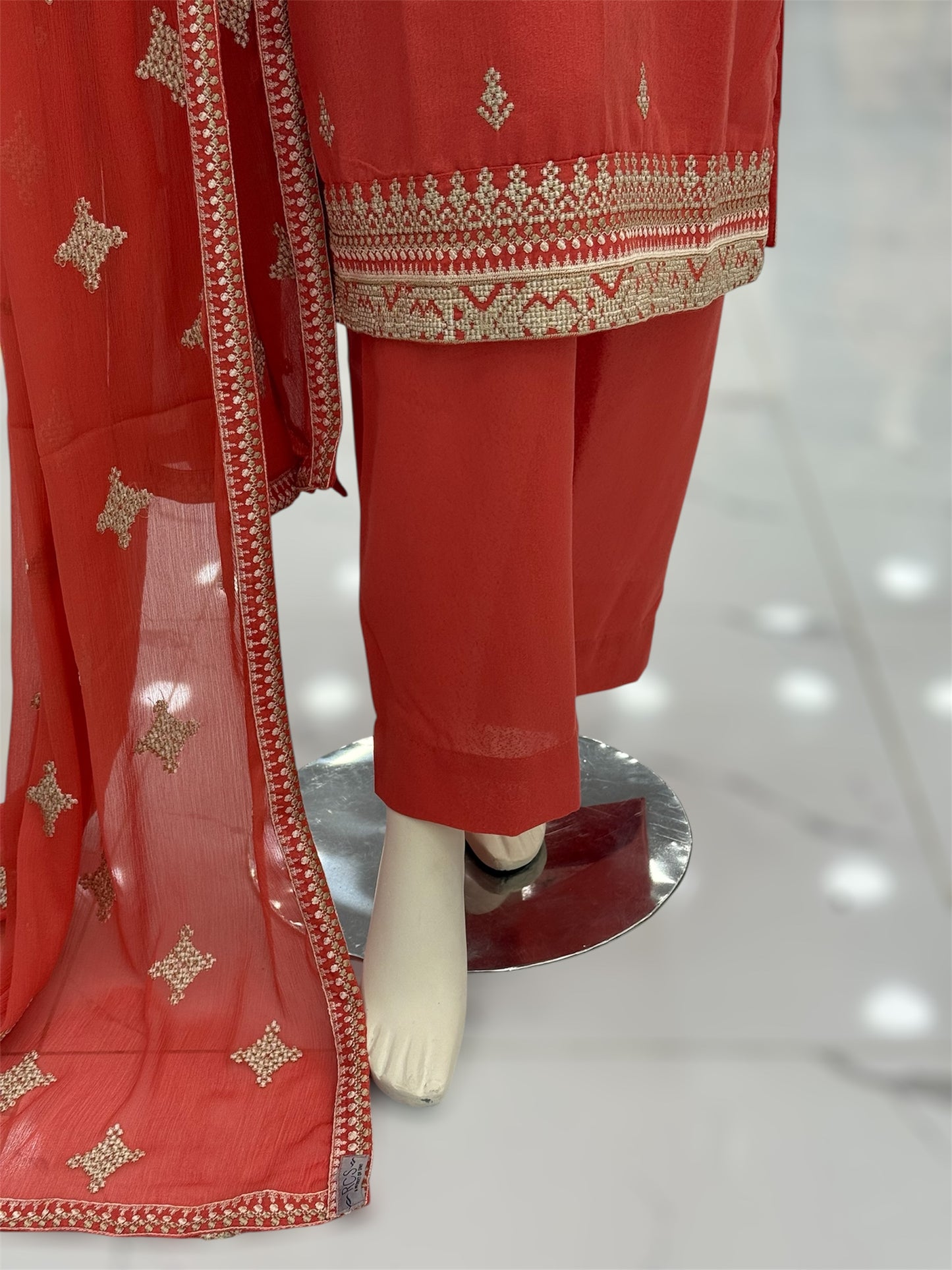 Geomatric Orange 89-A | Stitched | 3 Piece