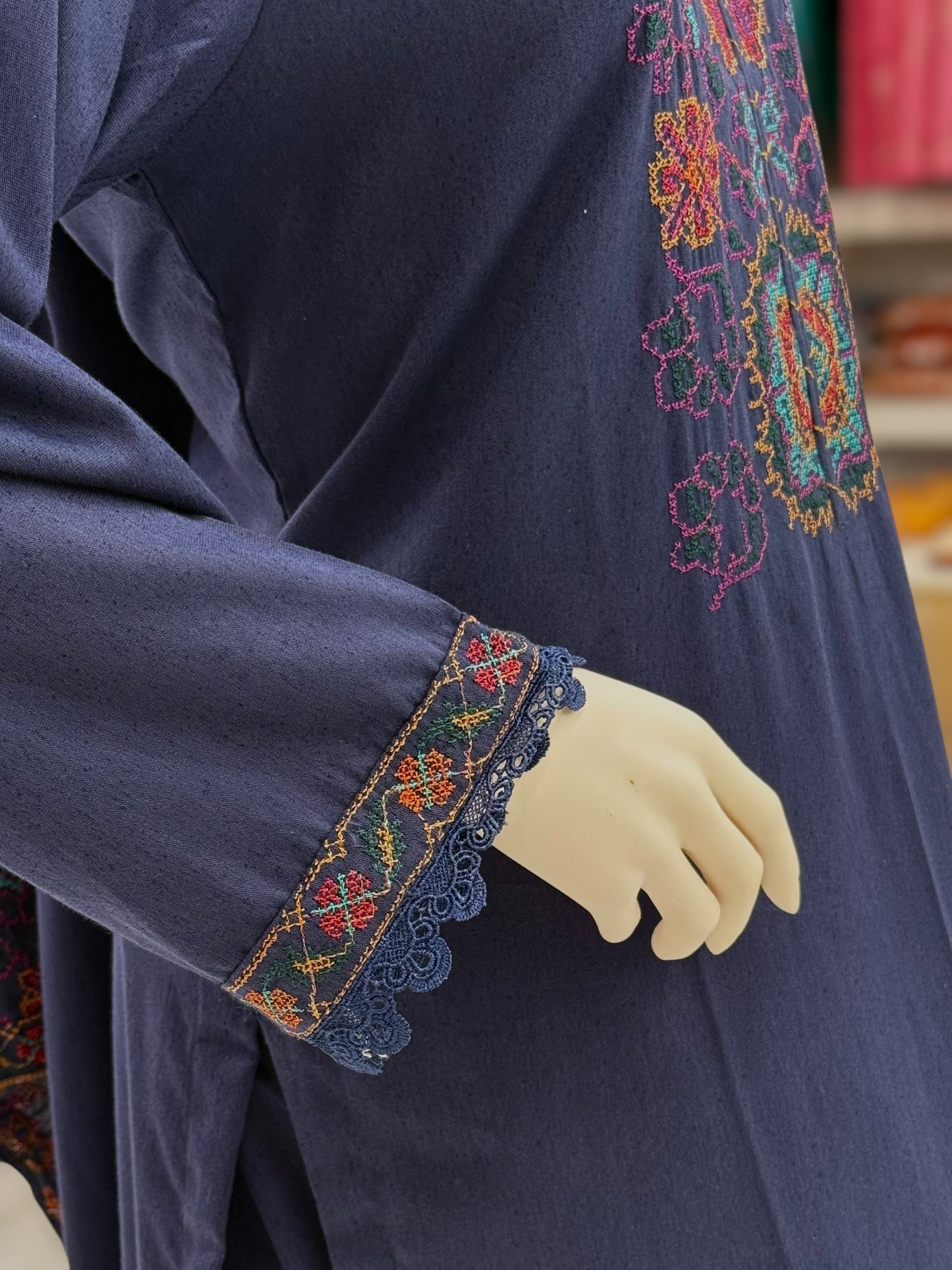 Embroidered Dark Blue RC-503-A | 3 Piece | Stitched