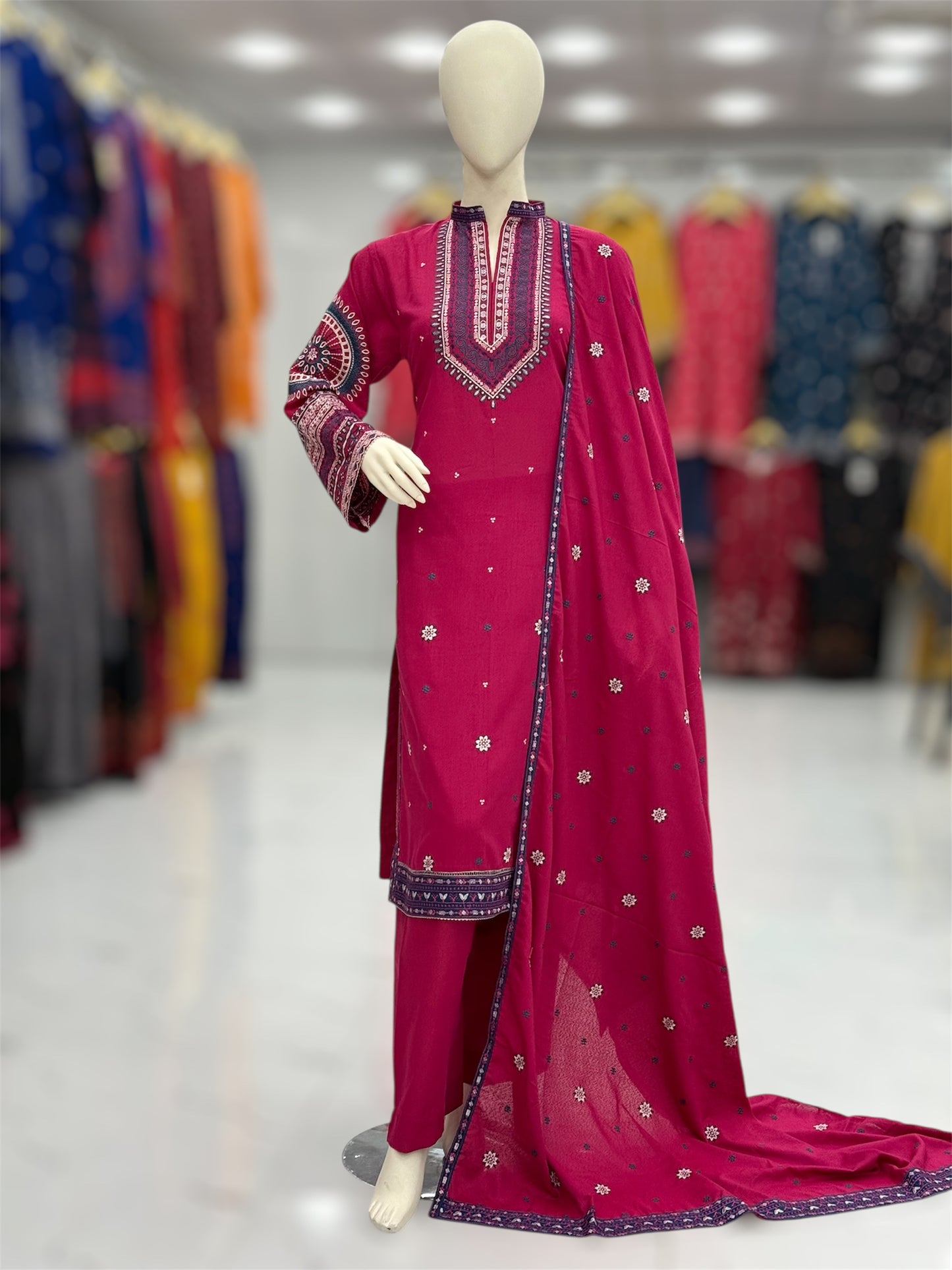 Gulnar Pink Karandi | 58-A | 3 Piece | Stitched