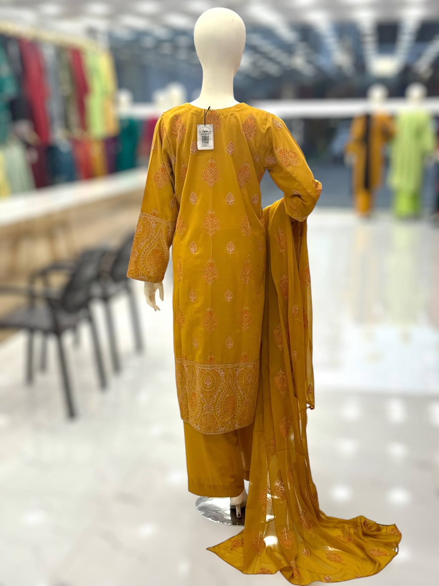 Embroidered Yellow CHL-85A | 3 Piece | Stitched