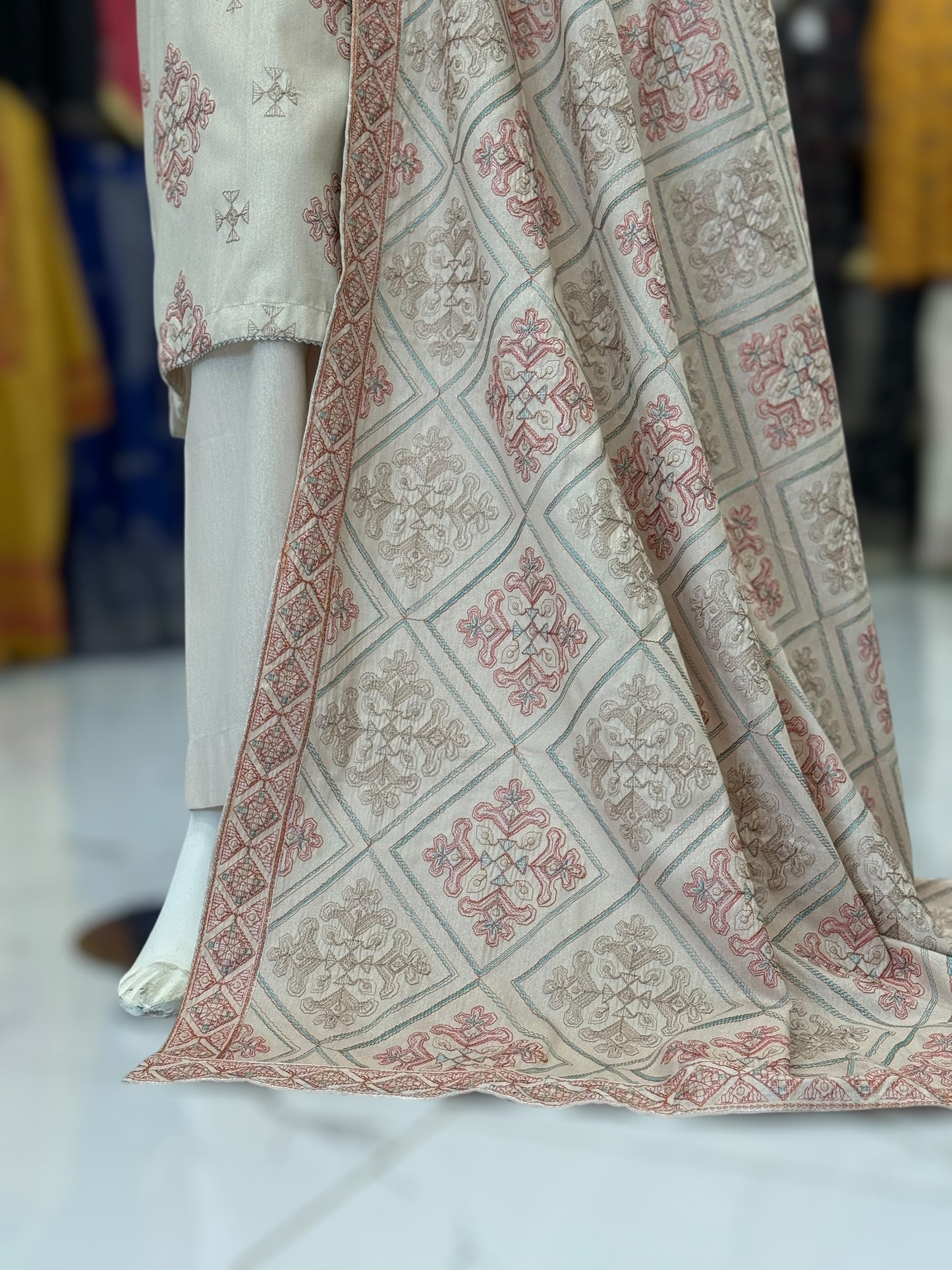 Embroidered Cream RC-501-B | 3 Piece | Stitched