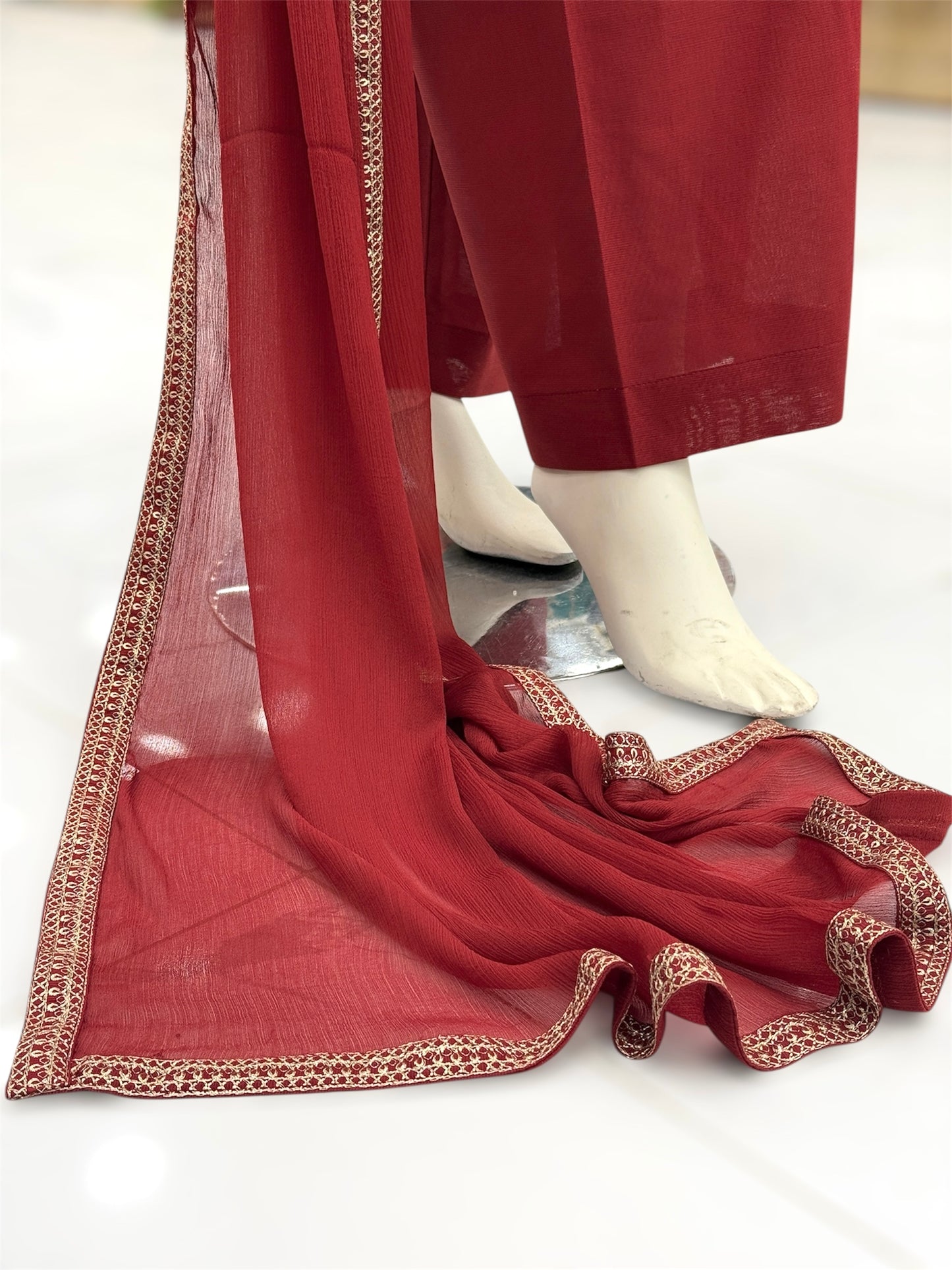 The Ethnic Maroon&Gold 93-F | Khaddar | Stitched