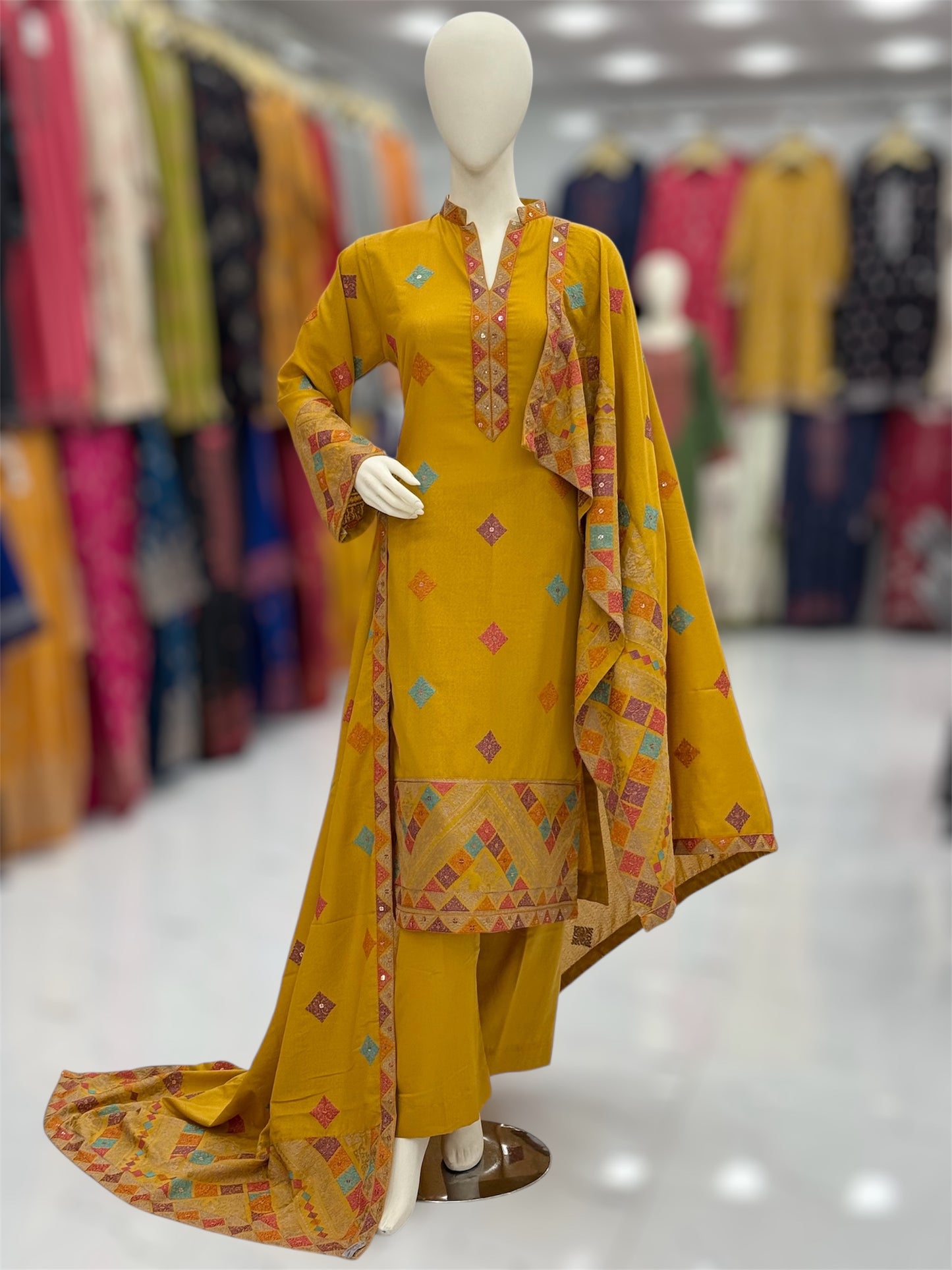 Magical Square Yellow| MS-56B | 3 Piece | Stitched