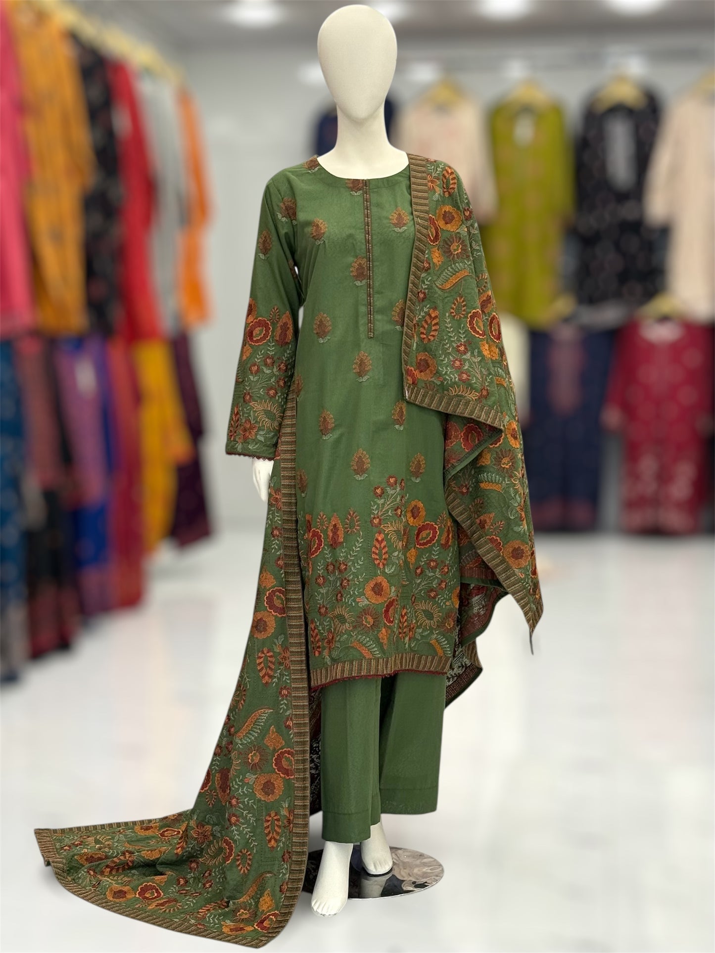 Embroidered Mehendi | HE-25C | 3 Piece | Stitched