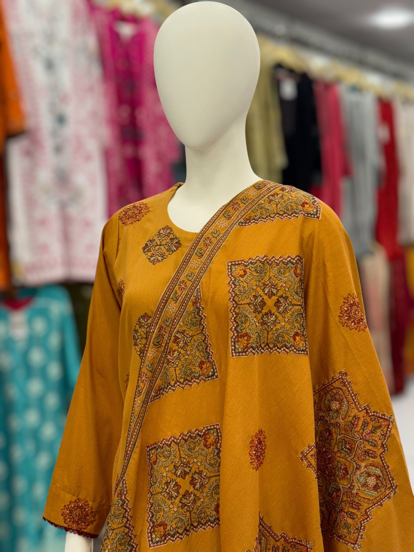 Embroidered Mustard RC-502-A | 3 Piece | Stitched