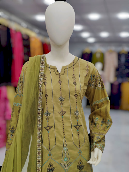 Heavy Embroidered Shirt | Pure Chiffon Dupatta | Volume 4 | Stitched | 3 Piece