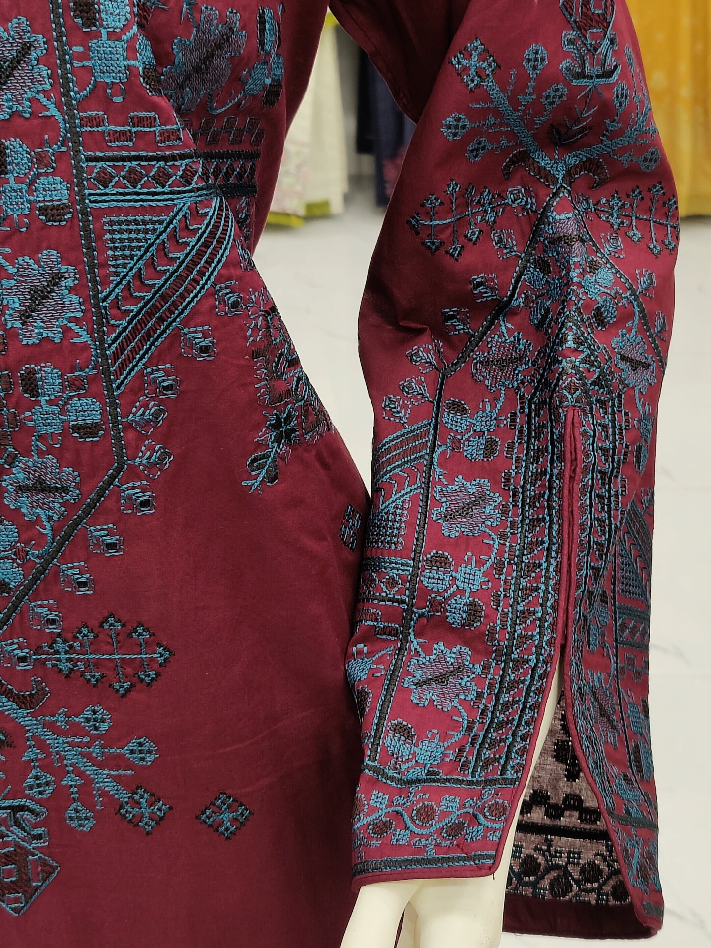 Embroidered Cross-stitch Maron RC43V11A | Dark Zinc Chiffon Dupatta | Stitched | 3 Piece