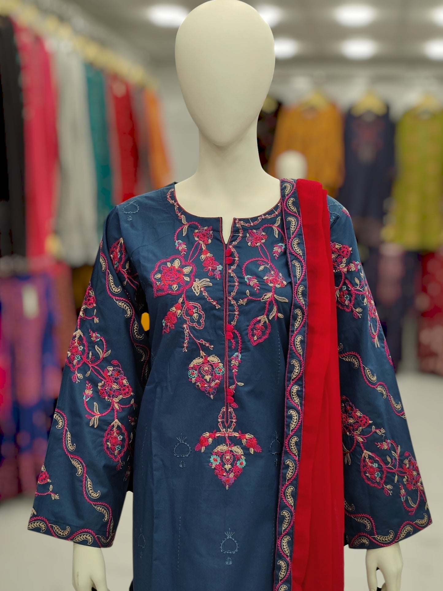 Embroidered Royal Blue V22A | 3 Piece | Stitched