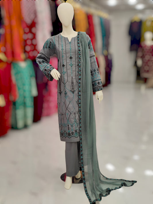 Heavy Embroidered Shirt | Pure Chiffon Dupatta | Volume 4 | Stitched | 3 Piece