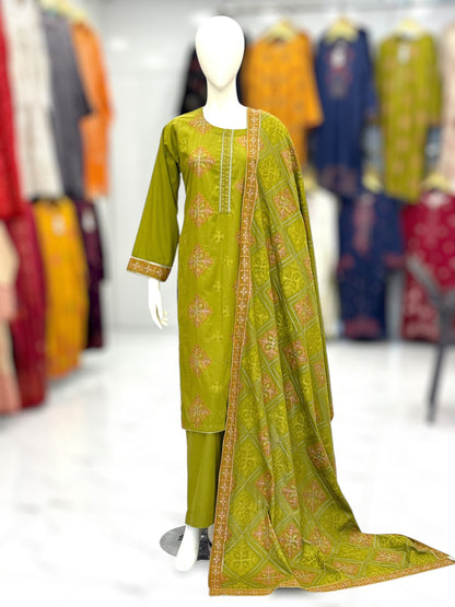 Embroidered Mehendi RC-501-A | 3 Piece | Stitched