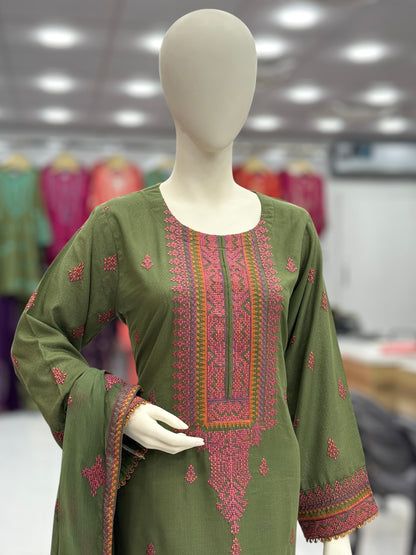 Geomatric Autumn Lawn Karandi K49-A | Stitched | 3 Piece