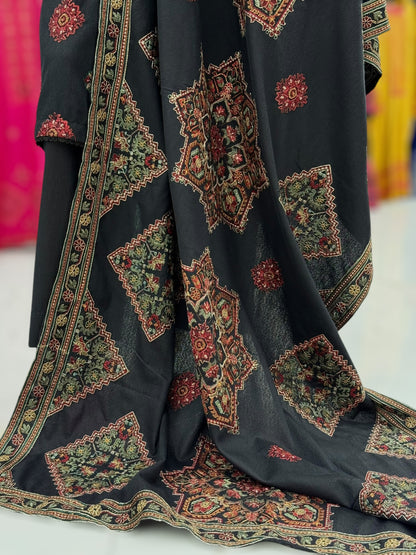 Embroidered Black RC-502-B | 3 Piece | Stitched