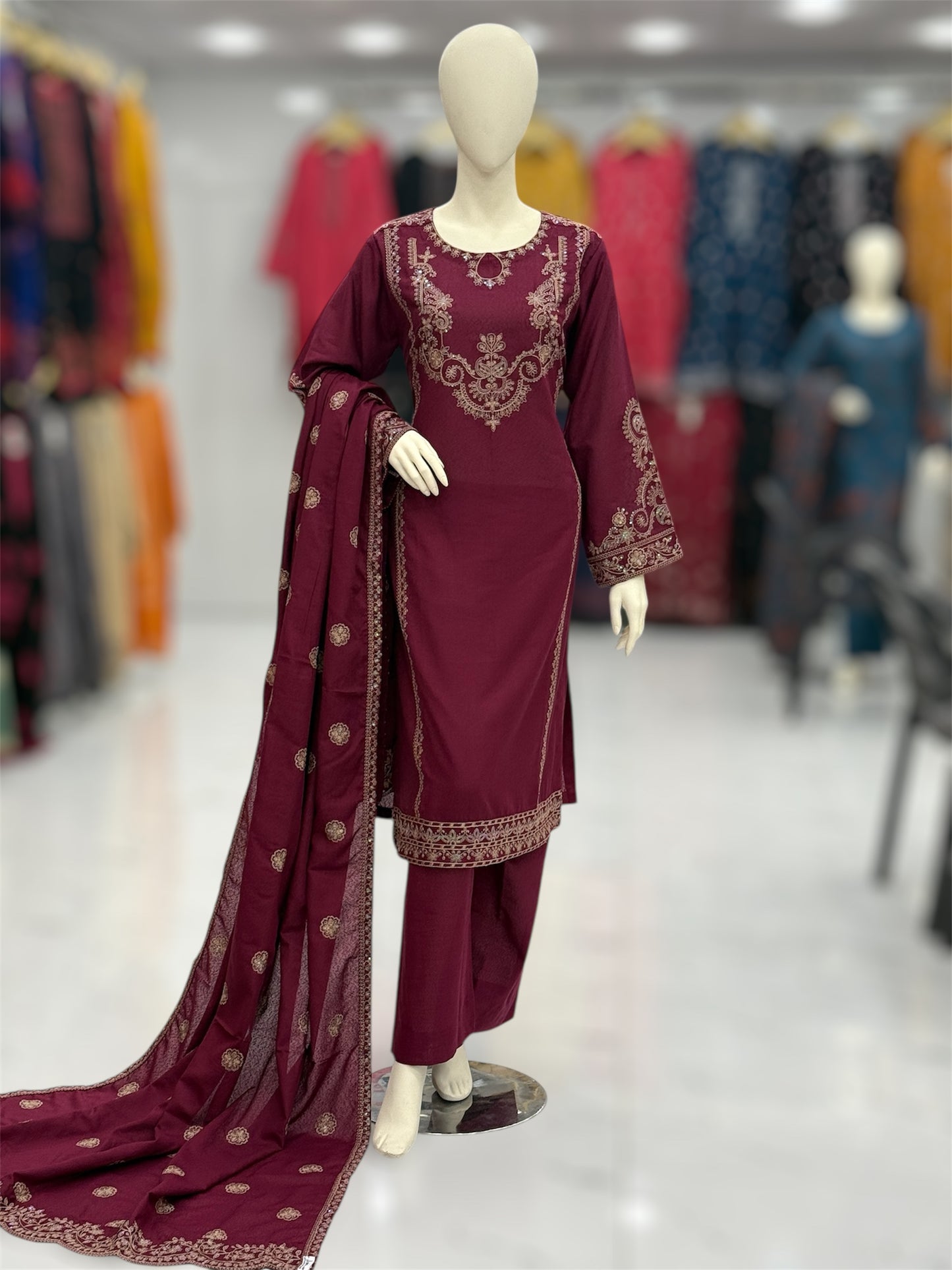 Taj Mahal Marjanda Embroiderd Karandi | 60-A | 3 Piece | Stitched