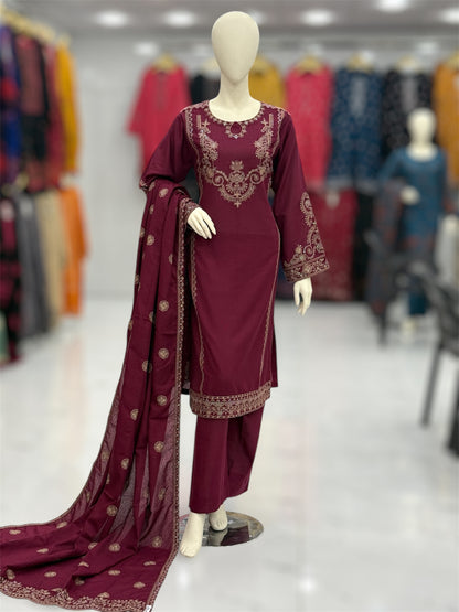 Taj Mahal Marjanda Embroiderd Karandi | 60-A | 3 Piece | Stitched