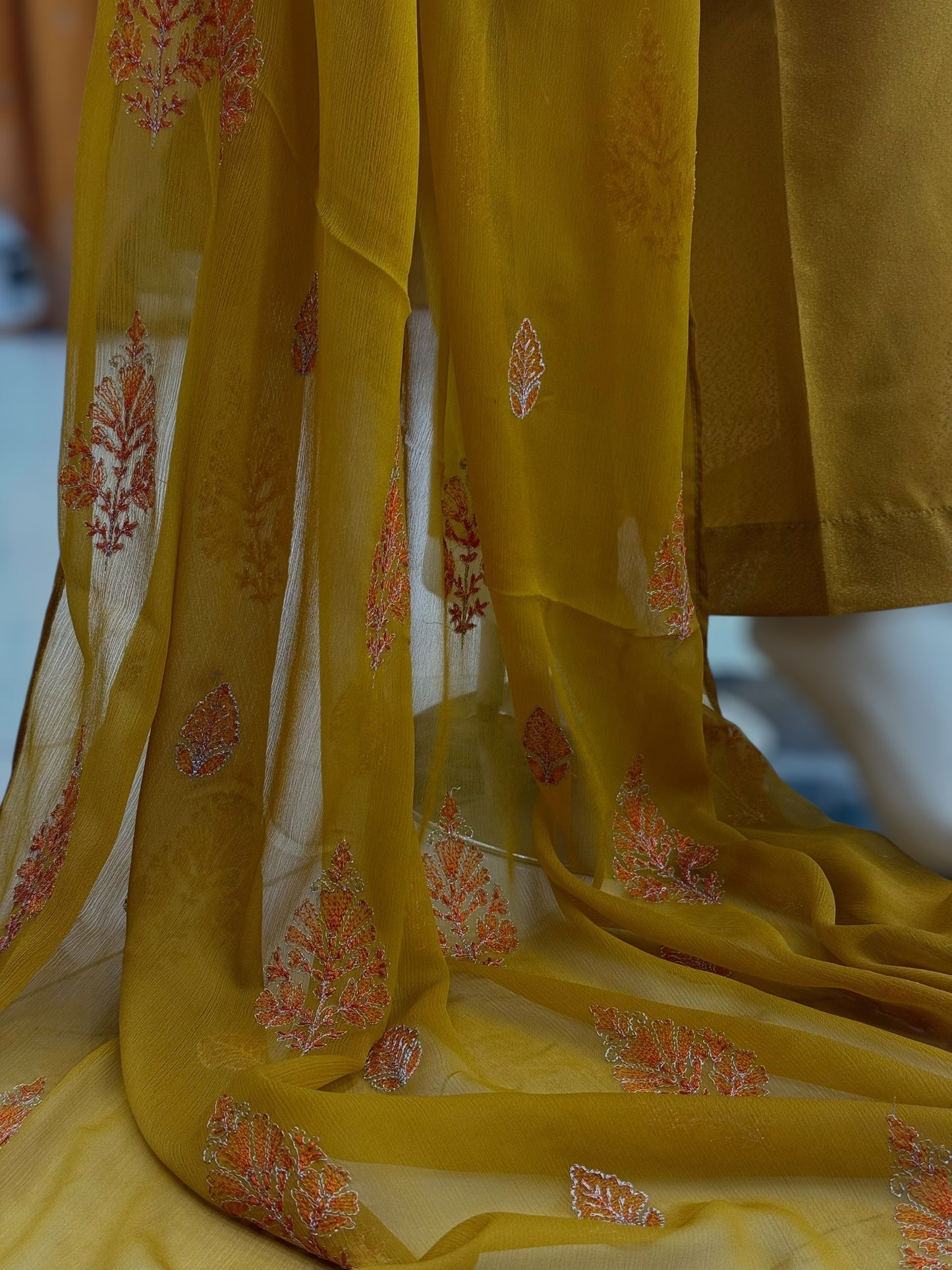 Embroidered Yellow CHL-85A | 3 Piece | Stitched
