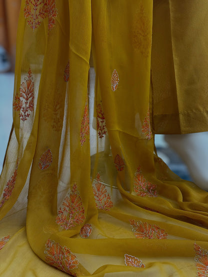 Embroidered Yellow CHL-85A | 3 Piece | Stitched
