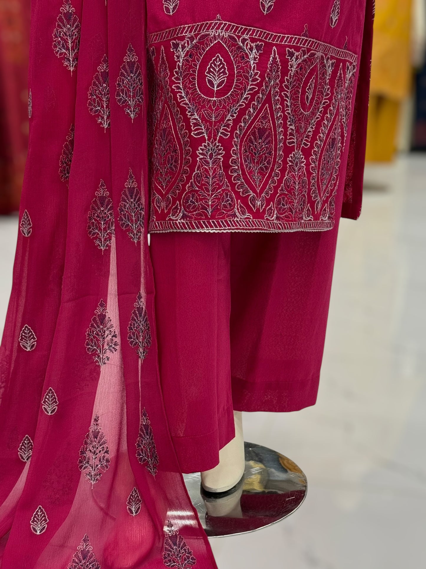 Embroidered Pink CHL-85B | 3 Piece | Stitched