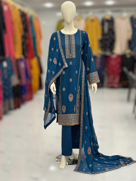Bahar-e-subh Royal Blue 87-C | Stitched | 3 Piece