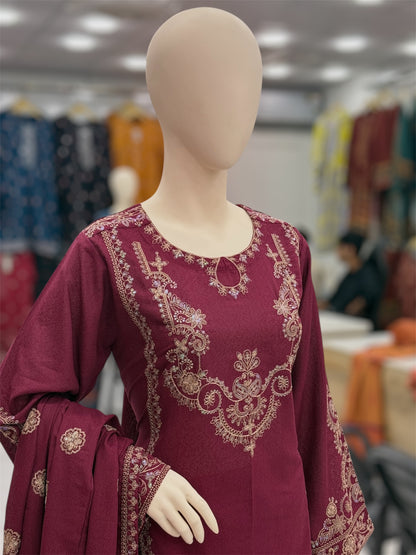 Taj Mahal Marjanda Embroiderd Karandi | 60-A | 3 Piece | Stitched