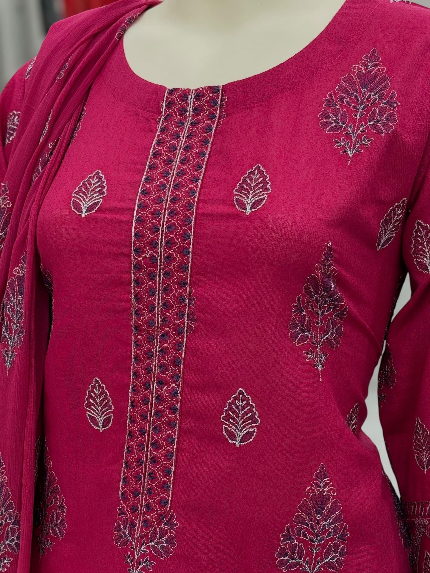 Embroidered Pink CHL-85B | 3 Piece | Stitched
