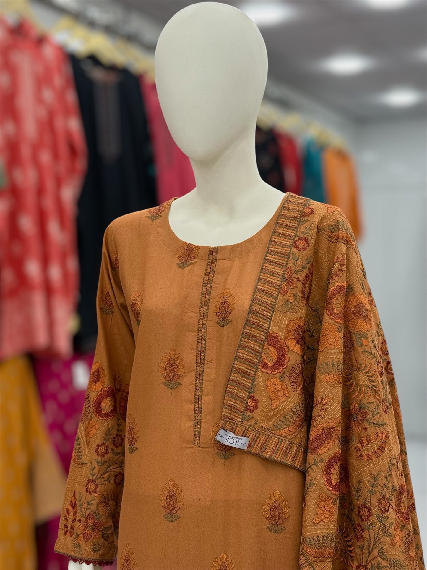 Embroidered Beige | HE-25A | 3 Piece | Stitched