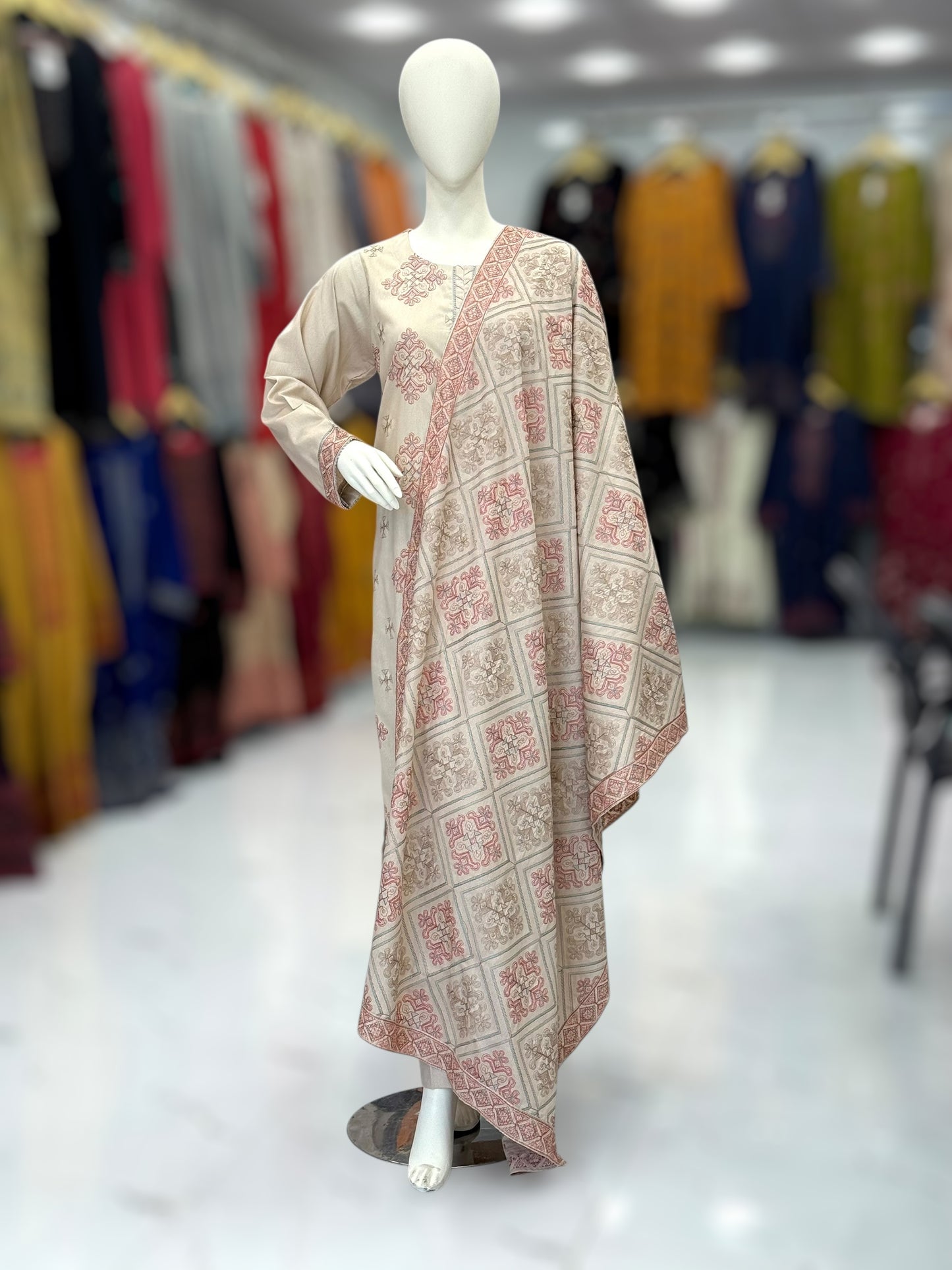 Embroidered Cream RC-501-B | 3 Piece | Stitched