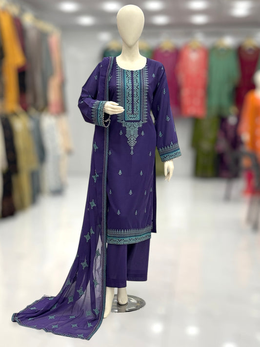 Geomatric Autumn Lawn Karandi K49-B | Stitched | 3 Piece
