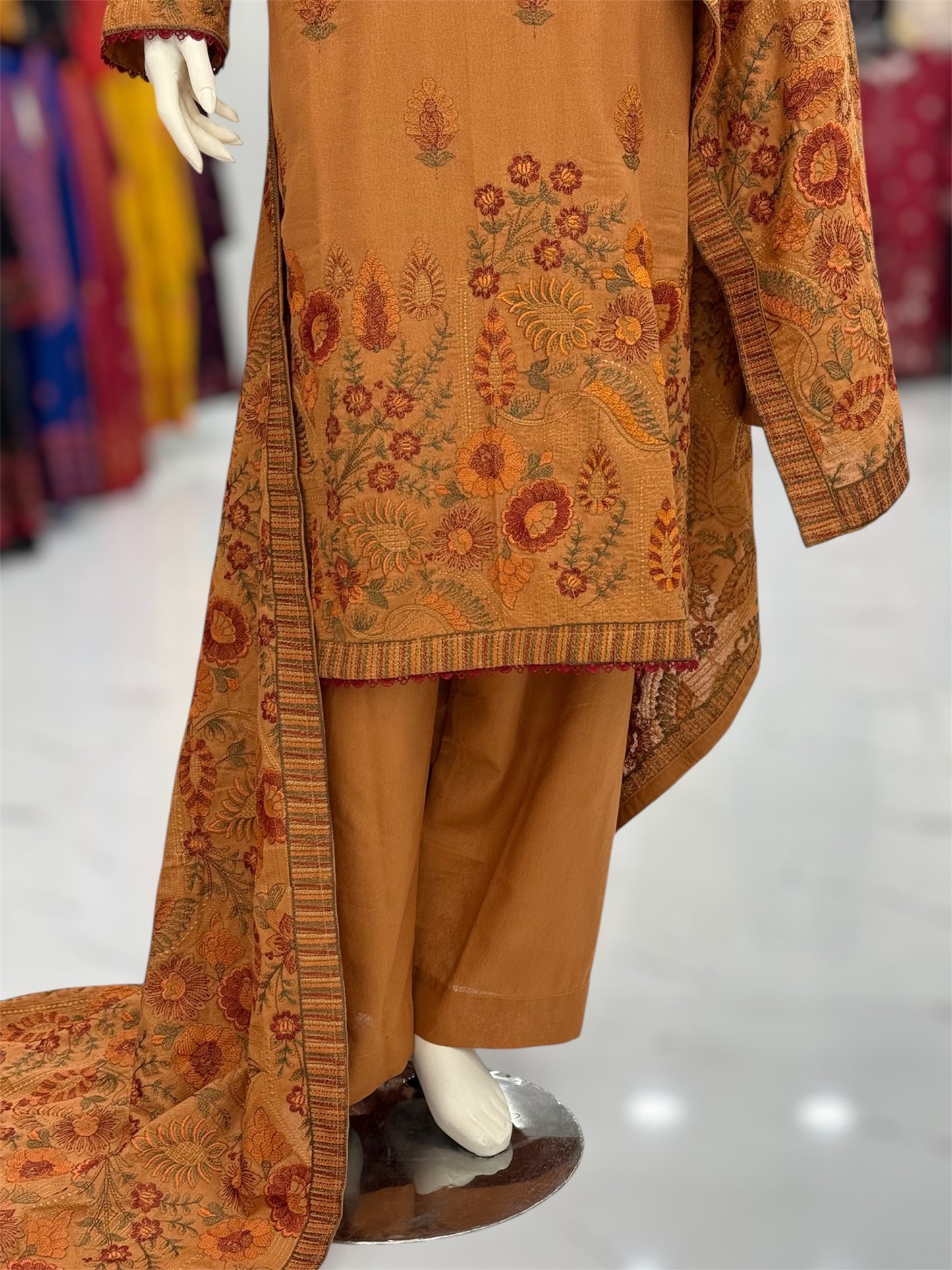 Embroidered Beige | HE-25A | 3 Piece | Stitched