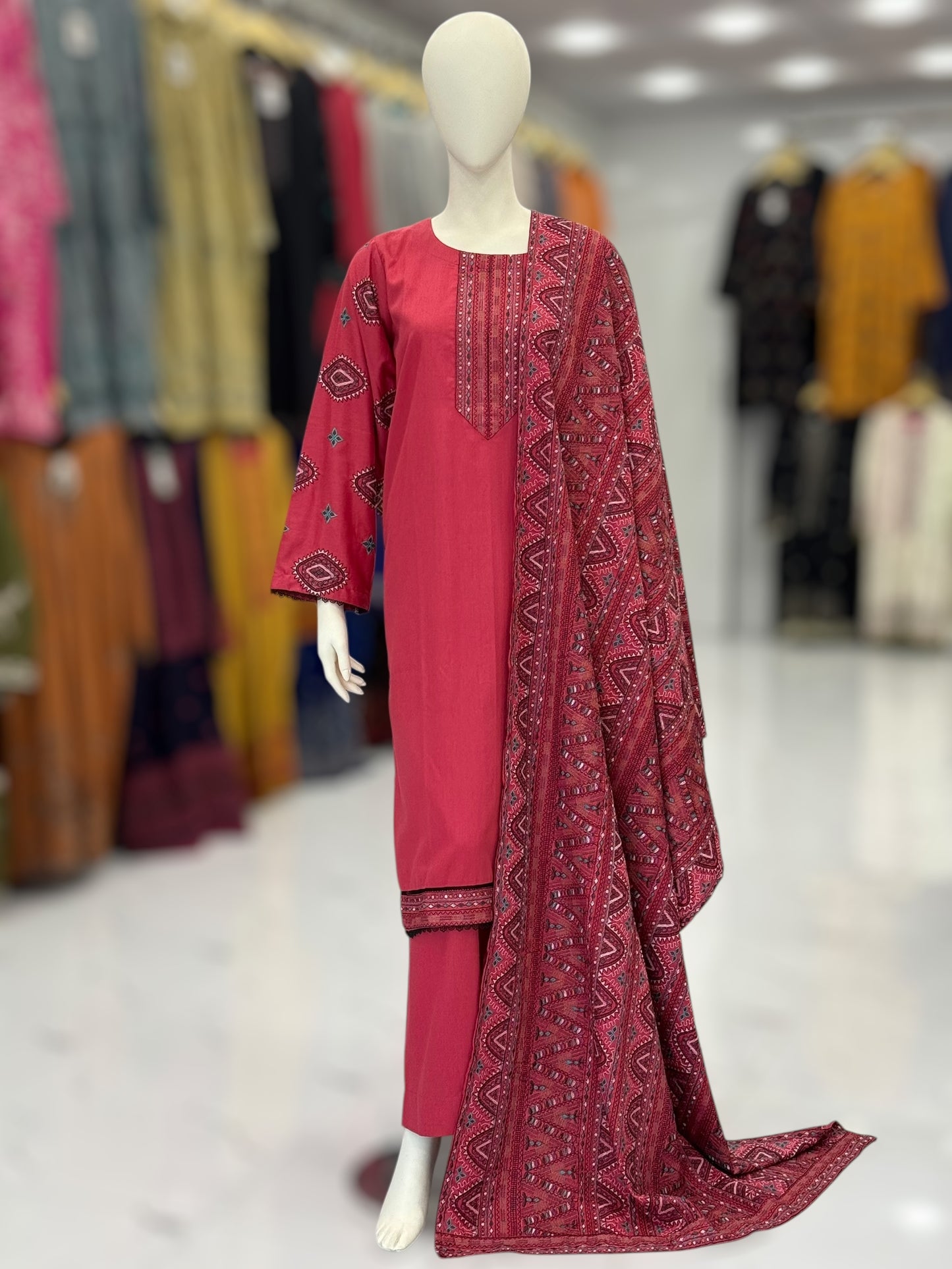 Embroidered Pink  RC-504-A | 3 Piece | Stitched