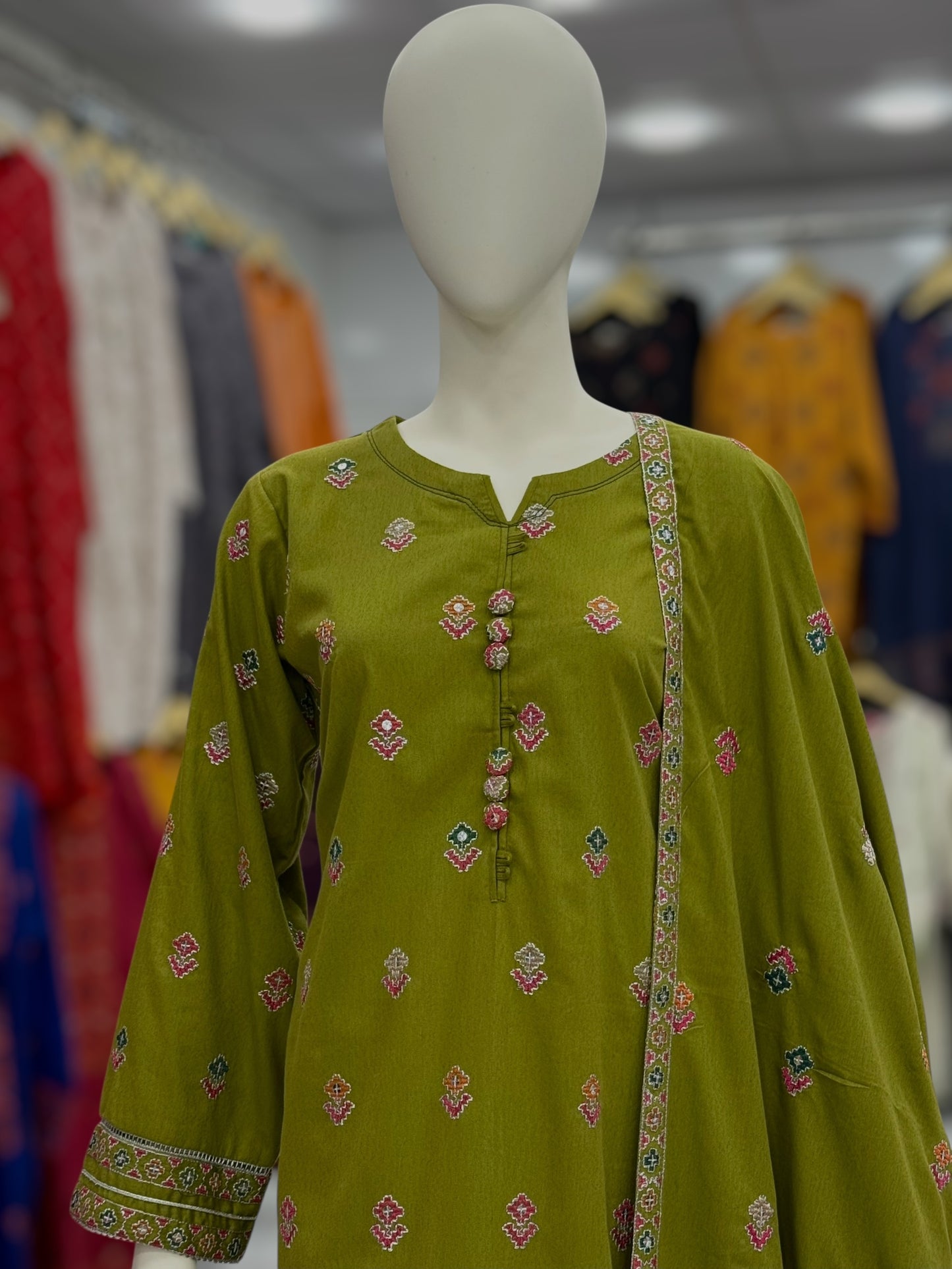 Sequence Embroidered Mehendi-115 | Stitched | 3 Piece
