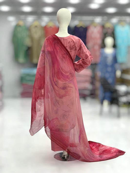 Dusty Rose Exclusive Lawn L91-A | Stitched | 3 Piece
