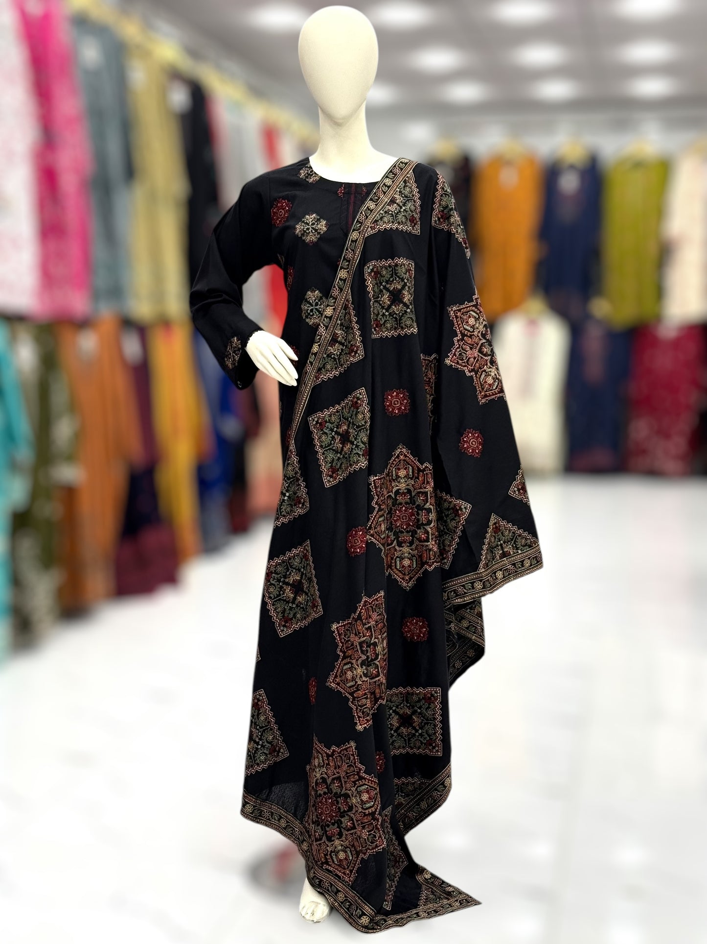 Embroidered Black RC-502-B | 3 Piece | Stitched