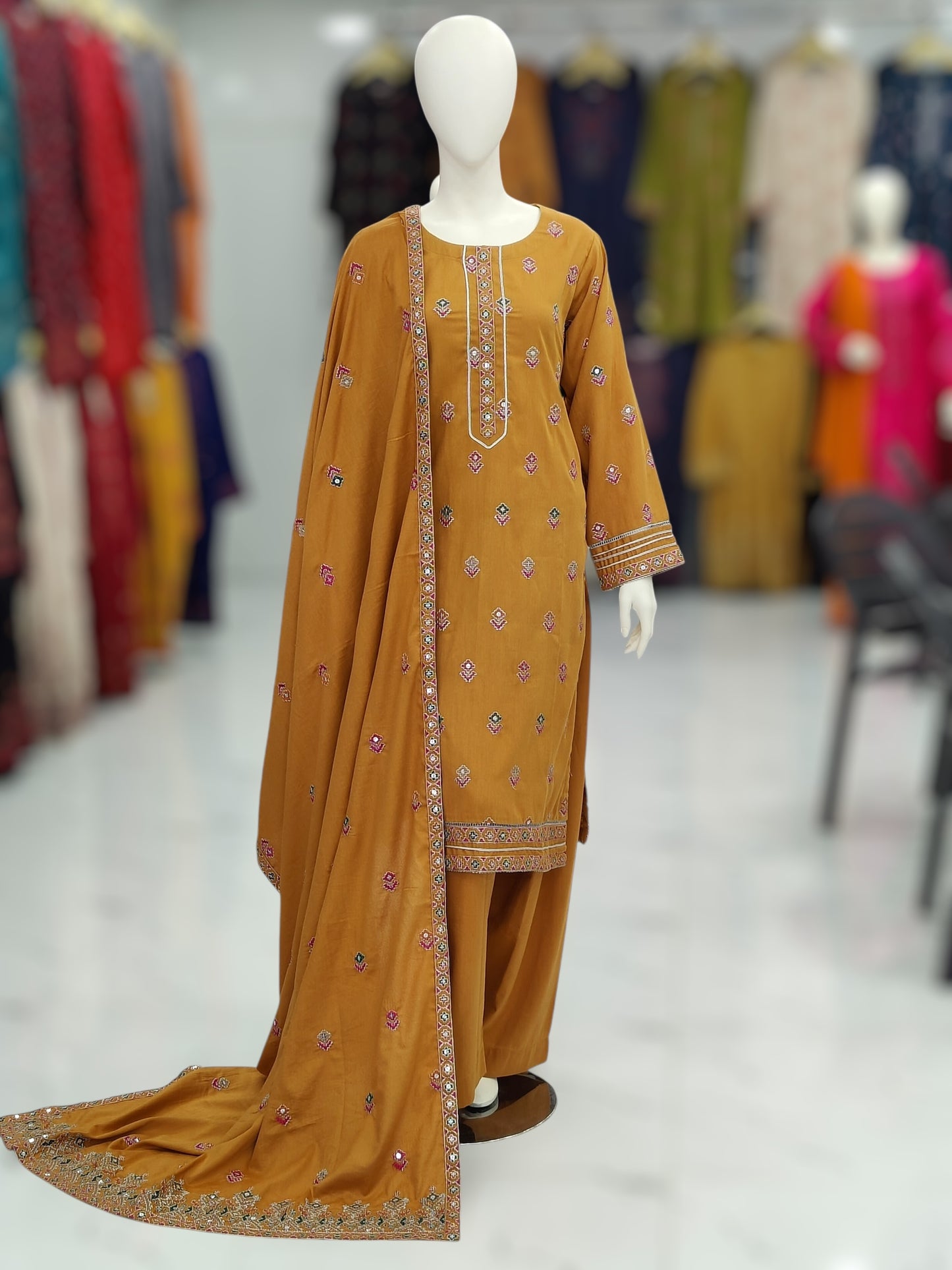 Sequence Embroidered Mustard-115 | Stitched | 3 Piece
