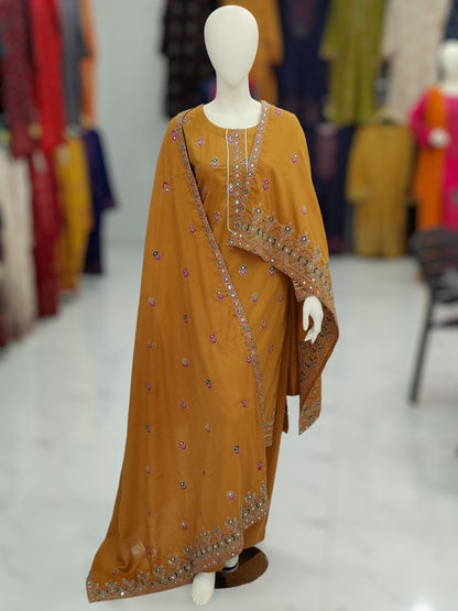 Sequence Embroidered Mustard-115 | Stitched | 3 Piece