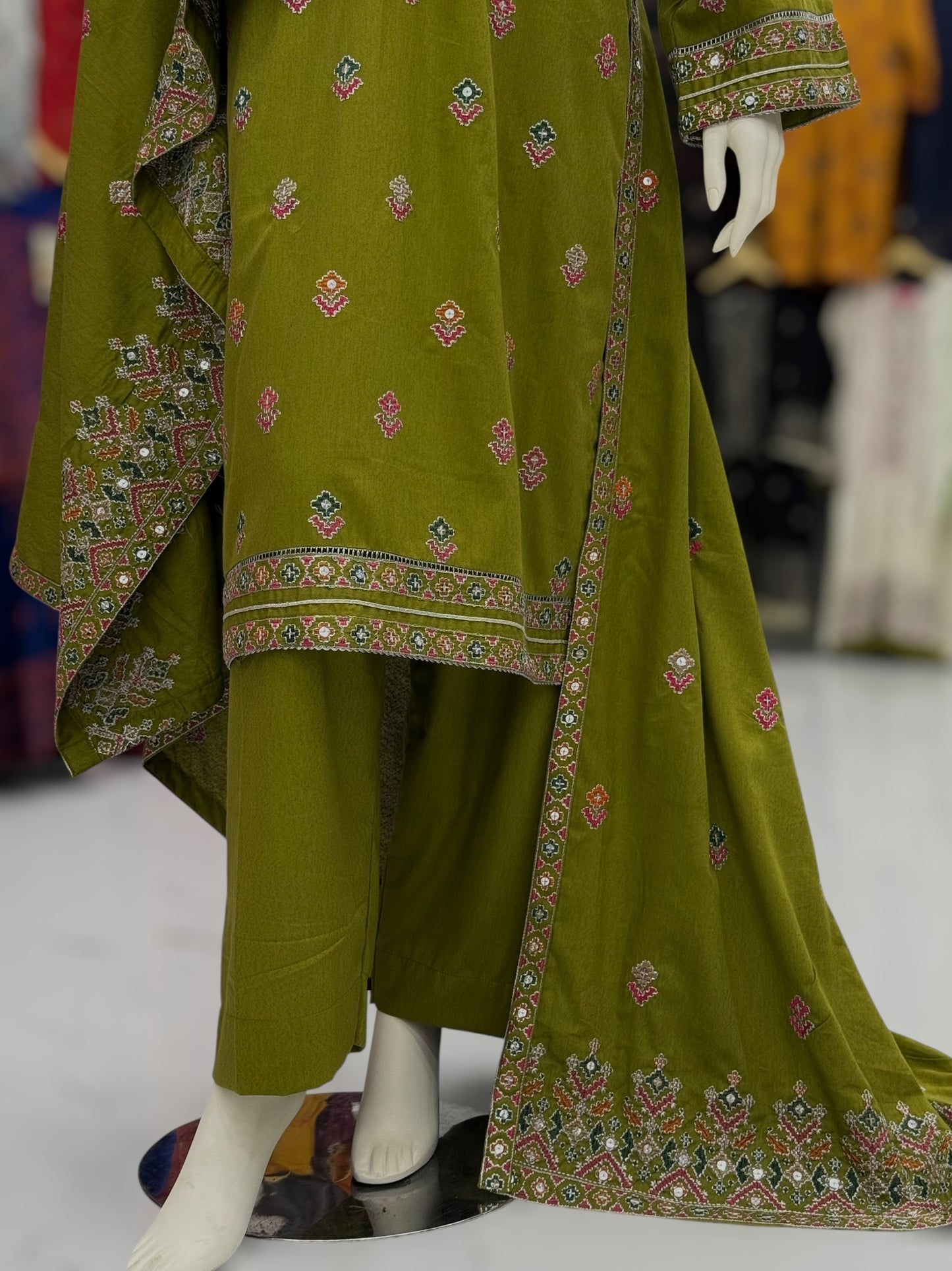 Sequence Embroidered Mehendi-115 | Stitched | 3 Piece