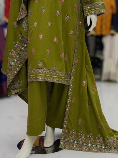 Sequence Embroidered Mehendi-115 | Stitched | 3 Piece
