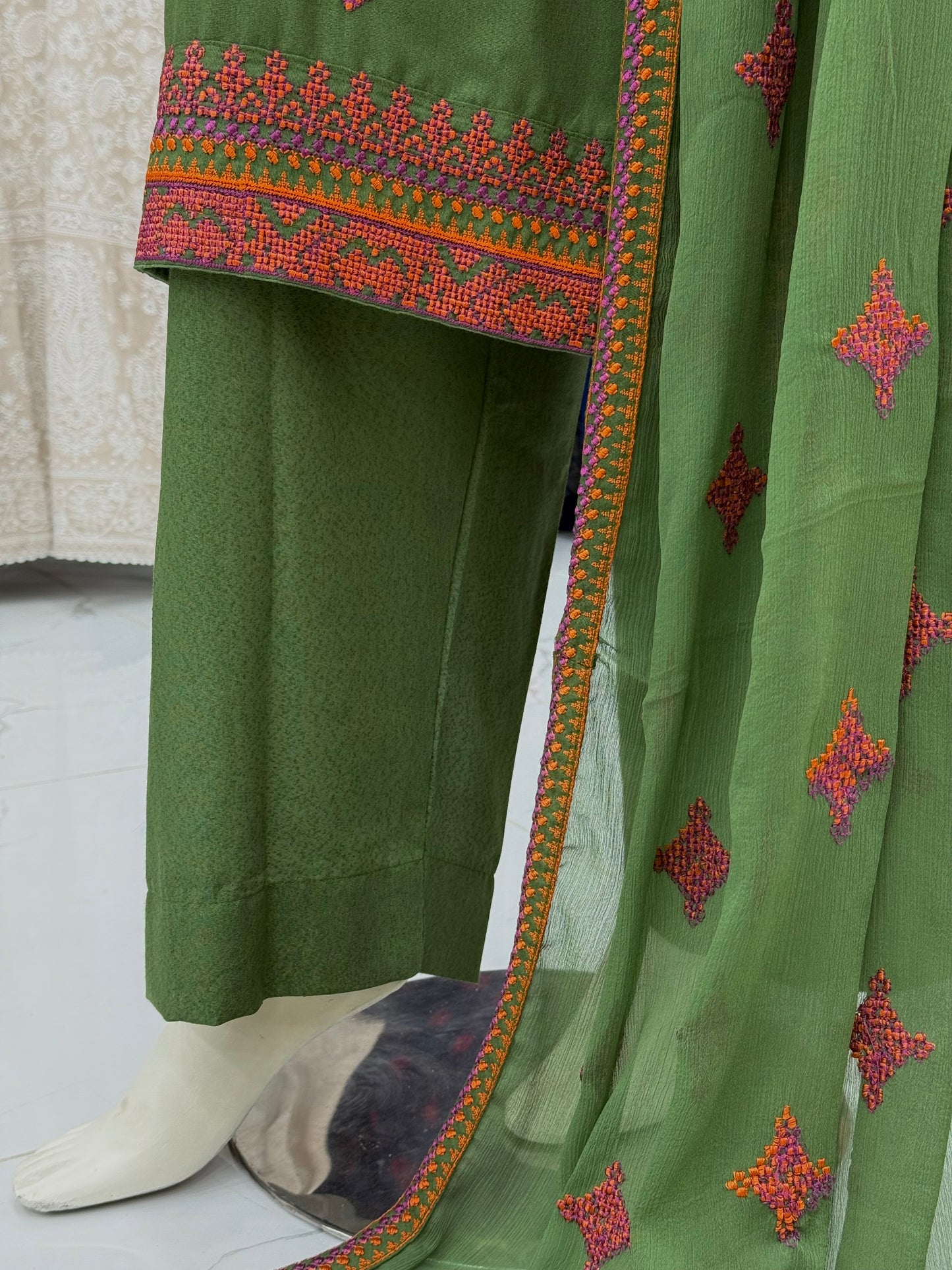 Geomatric Green 89-B | Stitched | 3 Piece