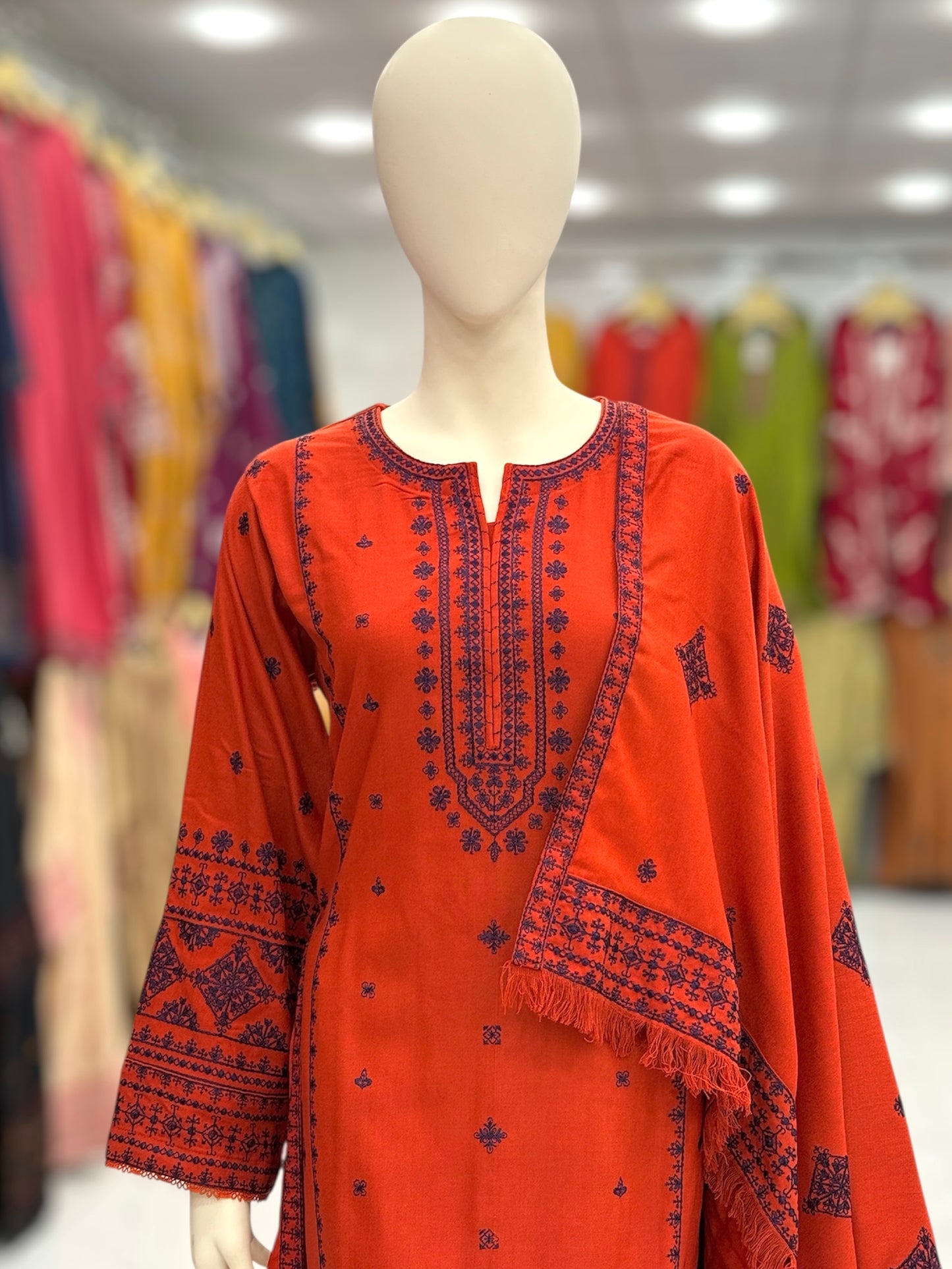 Olive Midst Leather Peach 203-B | Stitched | 3 Piece