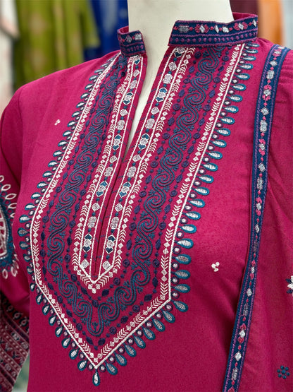 Gulnar Pink Karandi | 58-A | 3 Piece | Stitched