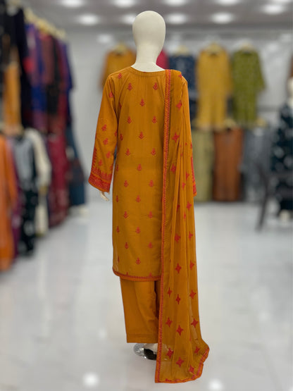 Geomatric Mustard 89-C | Stitched | 3 Piece